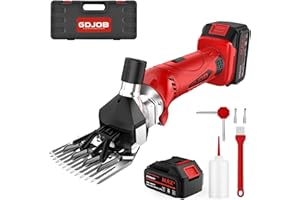 GDJOB Cordless Sheep Shears, 300W Lithium Battery Wireless Sheep Shears for Dogs, Goats, Cattle, Farm Livestock Pet, Sheep Clippers with 2 Lithium Batteries