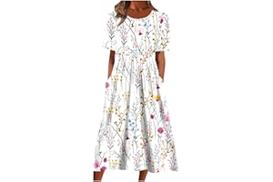 FARTEY Tshirt Dress for Women 2024 Casual Plus Size Summer Midi Dress Boho Floral Print Loose Flowy Long Dresses with Pockets