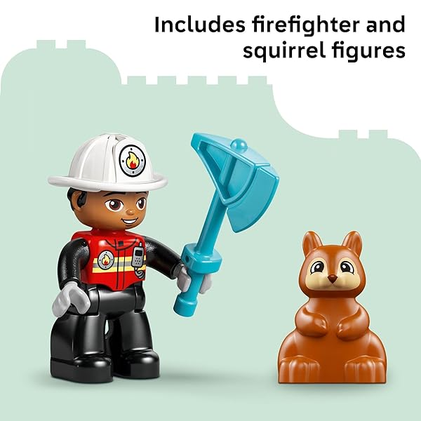 LEGO DUPLO TOWN FIRE TRUCK WITH HOSE AND FIREFIGHTER BUILDING TOY FOR TODDLERS – LEARNING PLAY SET FOR BOYS & GIRLS, AGES 2+ – BUILDING BLOCKS FOR MOTOR SKILLS PRACTICE – GIFT FOR BIRTHDAYS – 10473
