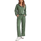 Ekouaer Womens 2 Piece Matching Lounge Sets Fall Outfits 2025 Sweatsuit Waffle Knit Pajamas Sets Long Sleeve Sweater Clothes