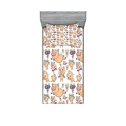 Lunarable Pig Fitted Sheet & Pillow Sham
