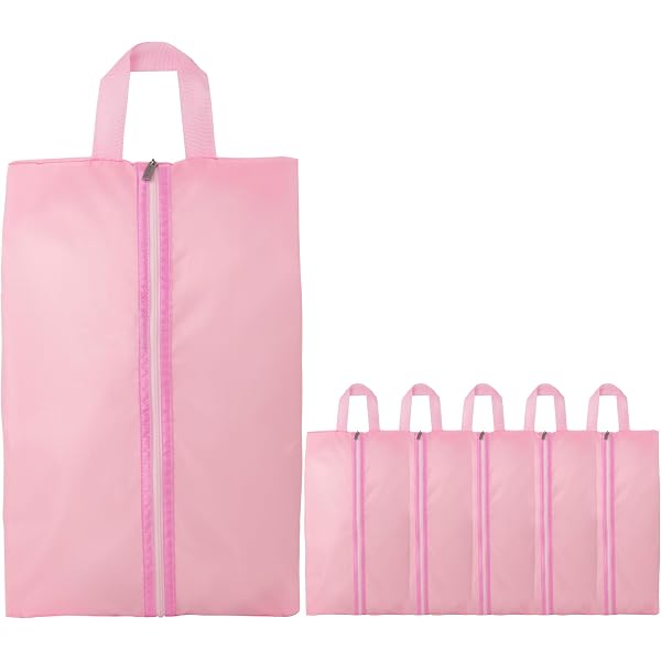 6 Borse Portascarpe Impermeabili PATIKIL - Rosa, In Poliestere, 40x20 Cm, Con Manico E Zip, Per Viaggio, Fitness, Organizzazione