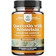 Pure Quercetin with Bromelain Supplement for Immune Aid - High Potent Quercetin 500mg Capsules with Bromelain for Immune Support & Breathing - Nutritional Respiratory Supplement - 90 Ct