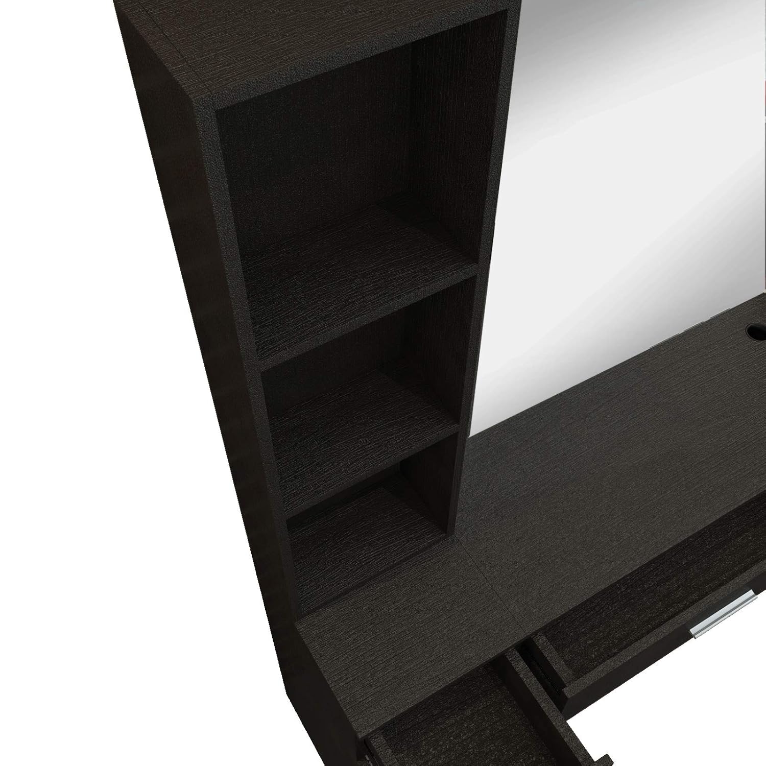 Artist Hand Wall Mount Salon Station Barber Stations Styling Station Barber Beauty Spa Salon Equipment Set with Mirror,Left Shelf (Black): Beauty