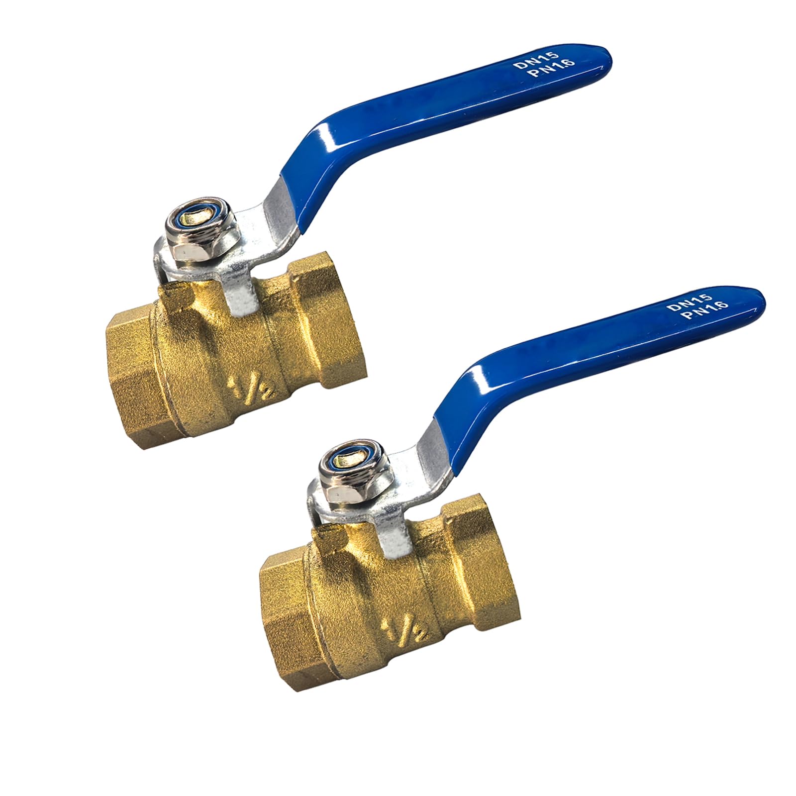 Photo 1 of 1/2" NPT 2PCS Full Port Forged Brass Ball Valve, Full Port Heavy Duty Brass Ball Valve Shut Off Switch for Water and Oil