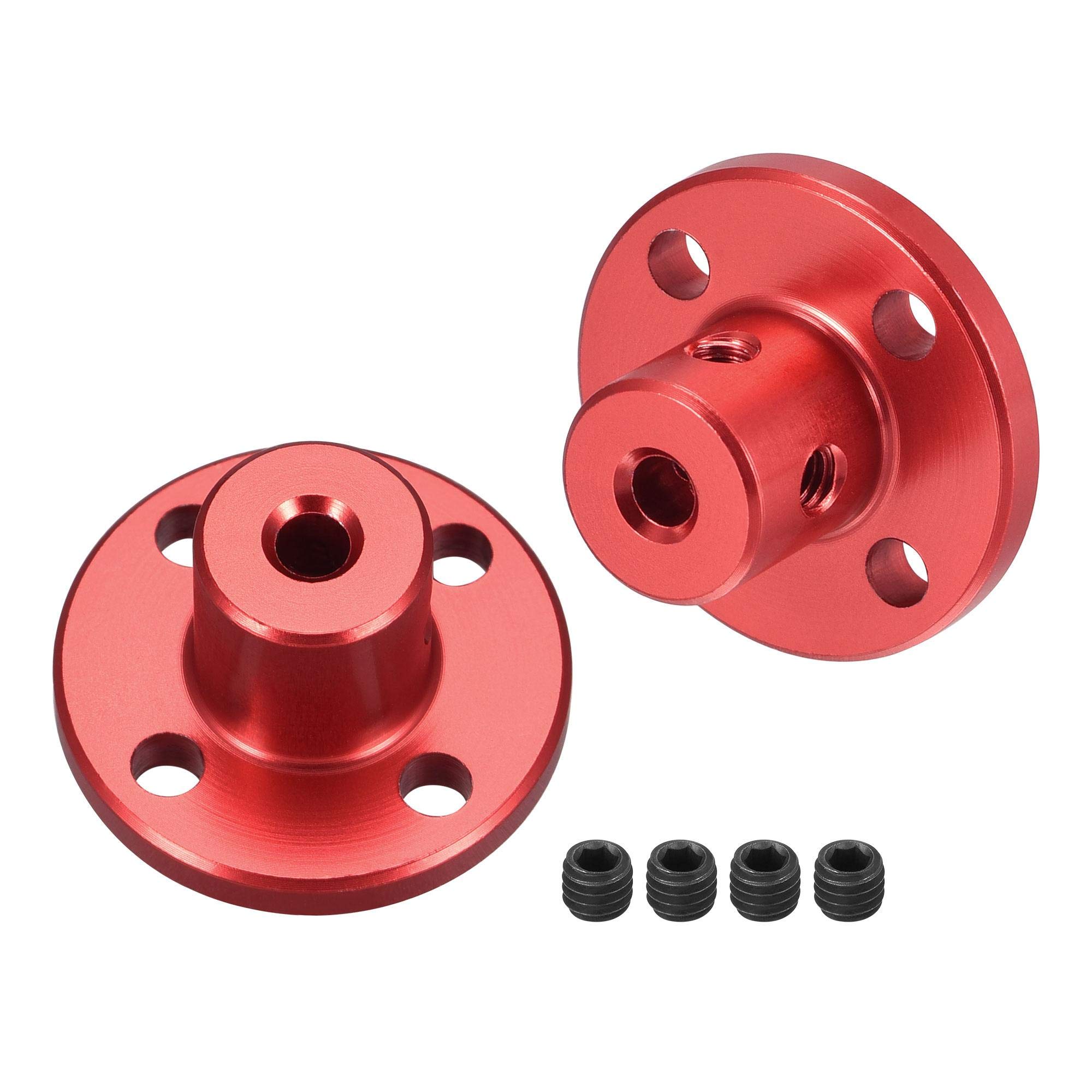 sourcing map 3mm Inner Dia H13xD10 Rigid Flange Coupling Motor Guide Shaft Coupler Motor Connector for DIY Parts Red 2pcs