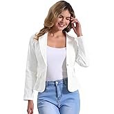Allegra K Womens Jean Jacket Collarless Long Sleeve One Button Lightweight Denim Blazer Cropped Denim Jacket