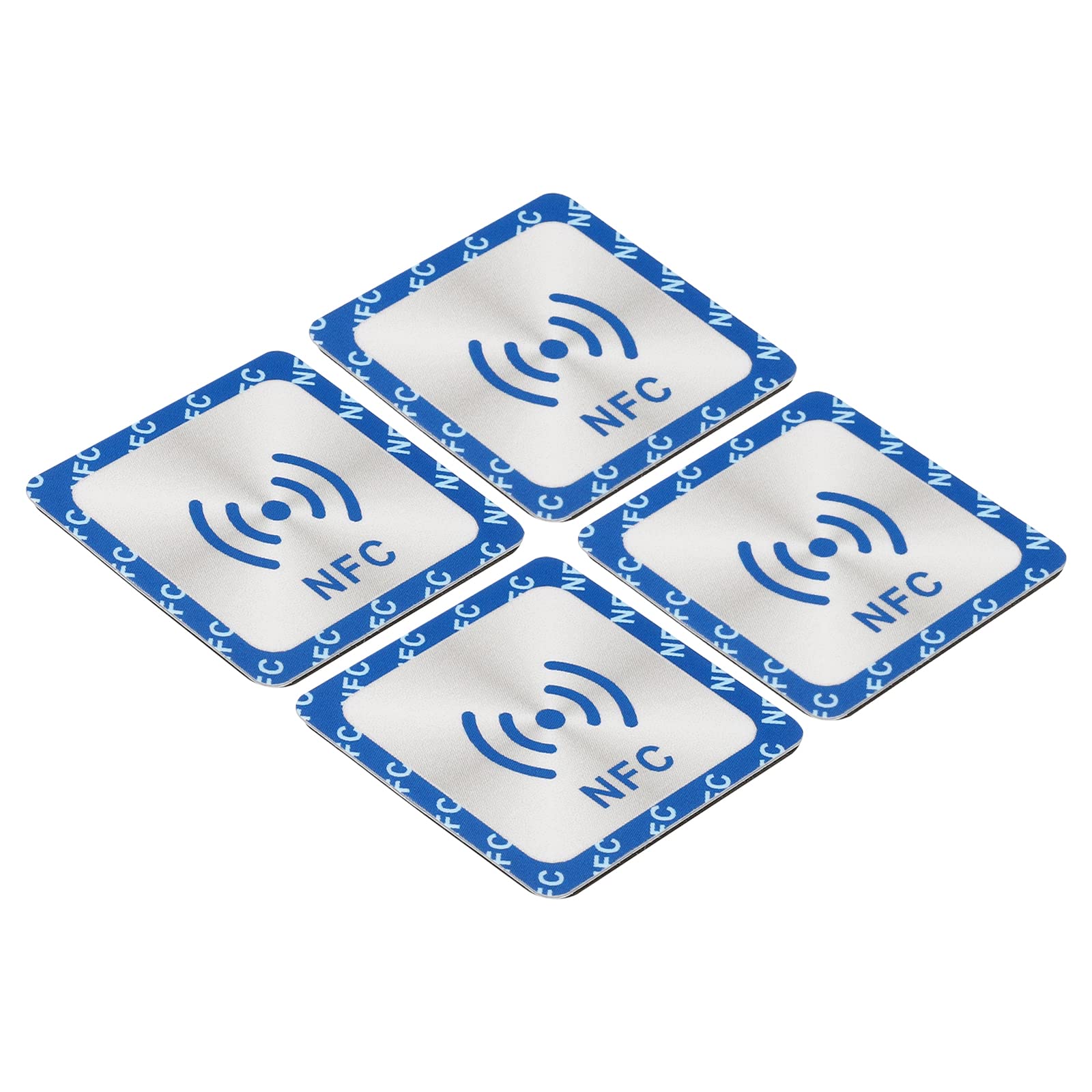 PATIKIL NFC Stickers, 4 Pack NTAG215 Tag Sticker 504 Bytes Memory Fully Programmable Square NFC Tags for Phone, NFC-Enabled Devices, Blue
