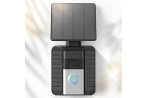 Doorbell Solar Charger Compatible for Ring Video Doorbell 3/3 Plus/4/Battery Doorbell Plus/Battery Doorbell Pro(U-Shaped Port), QIBOX 2.9W Adjustable Efficient Solar Panel Mount for Doorbell Camera