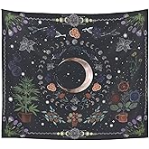 LINICE Plant Tapestry, Nature Moon Phase Tapestry Wall Hanging, Bohemian Mandala Tapestry Aesthetic Bedroom Decor, Botanical Tapestries Suitable For Bedroom Home Dorm