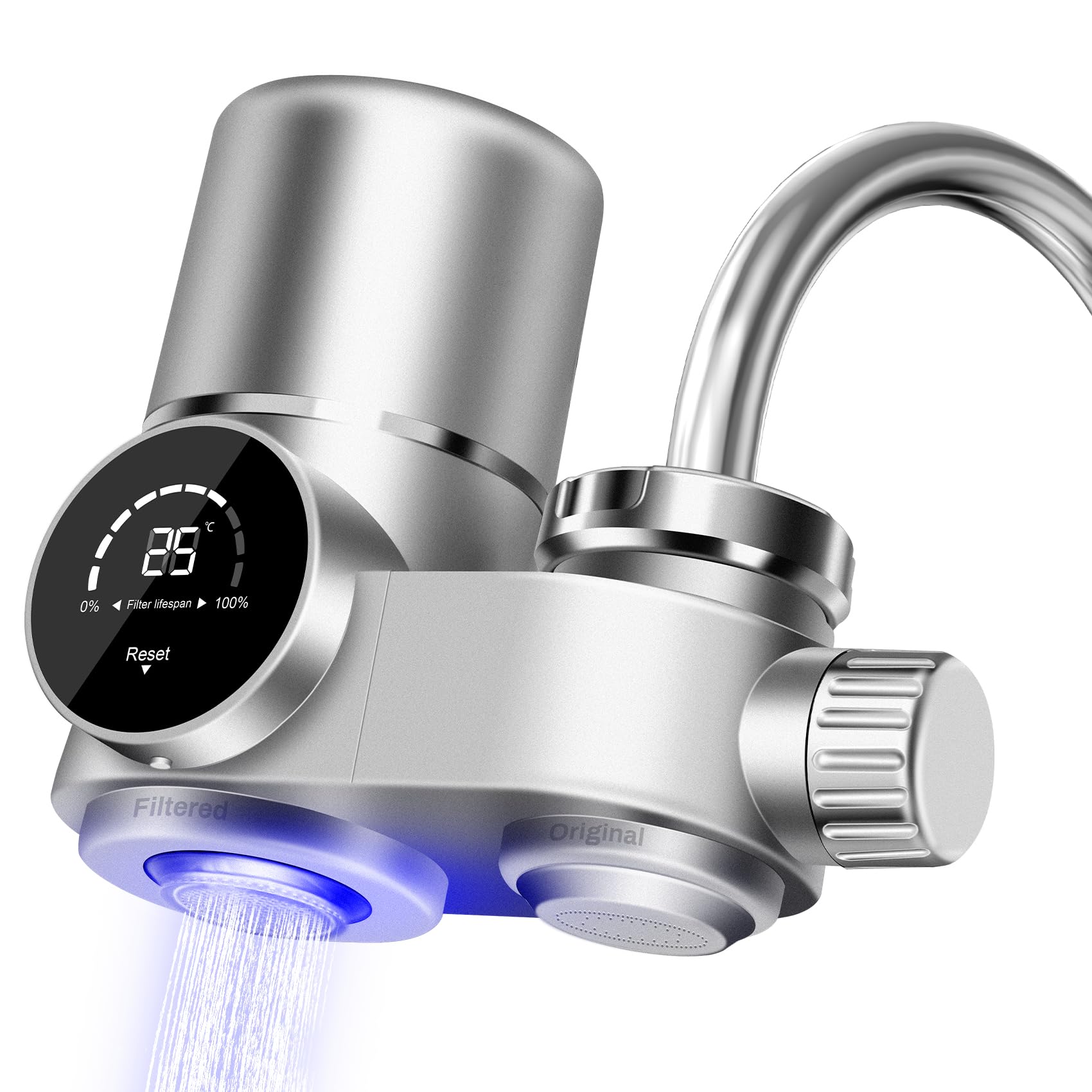 Photo 1 of Faucet Mount Water Filtration System, LED Digital Display Faucet Tap Water Filter, NSF Certified to Reduce Chlorine Heavy Metals and Bad Taste w/13 Adapters