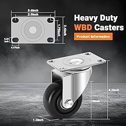 W B D WEIBIDA 3 inch Heavy Duty Swivel Casters Load