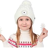 Keains LED Beanie for Kids - Warm Winter Headlamp Hat with USB Charging & 4 LED Bulbs, Gifts for Boys & Girls