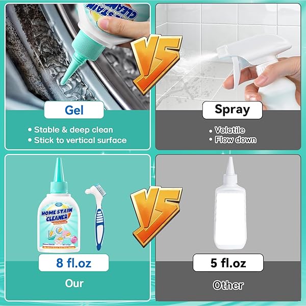 HOME REMOVER GEL, 8 FL OZ HOUSEHOLD WASHING MACHINE CLEANER FOR WASHING MACHINE, REFRIGERATOR STRIPS, CLEANER FOR TILES GROUT SEALANT BATHROOM SHOWER HOME KITCHEN SINKS CLEANING GROUT CLEANER