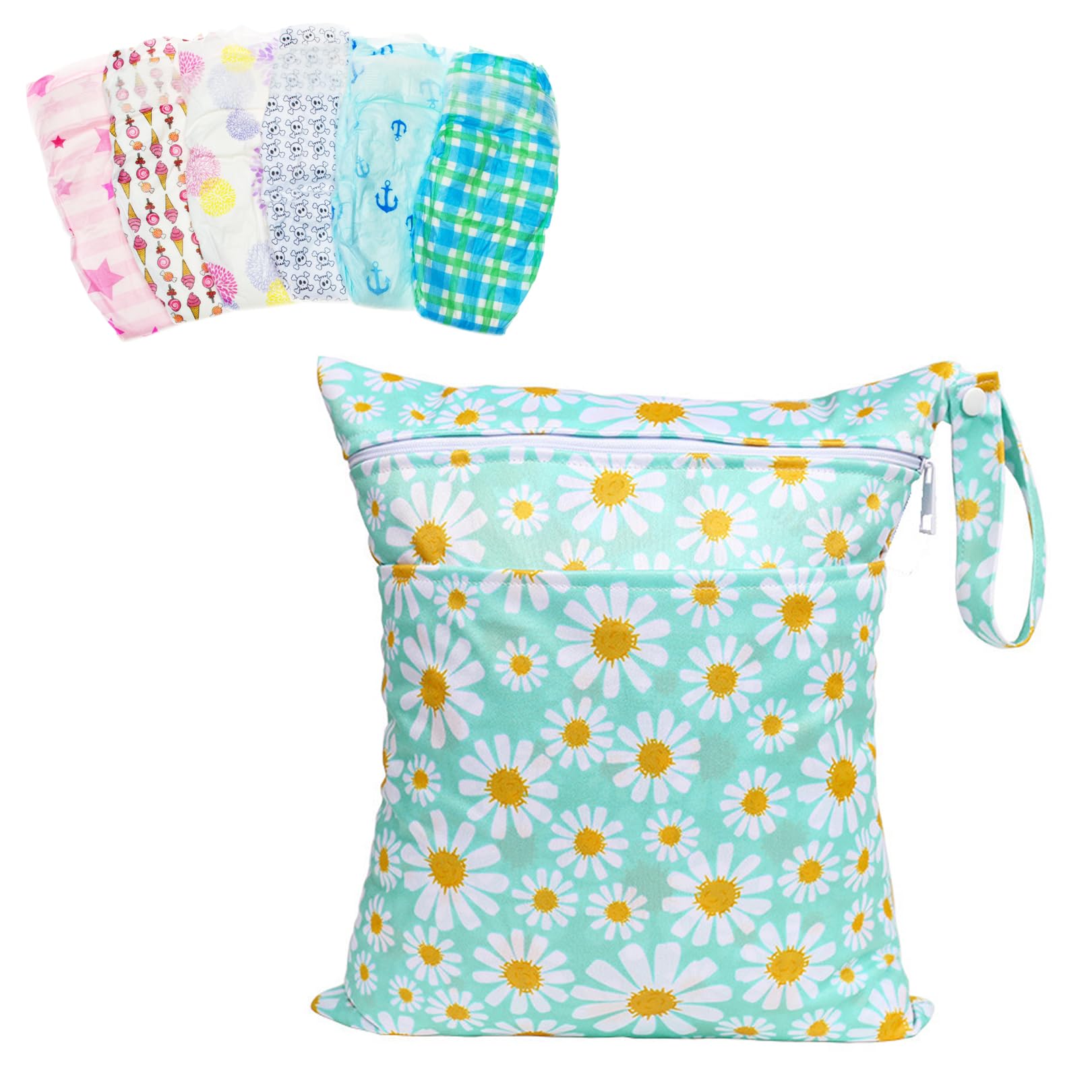 NAYAGOGO Clothes Pegs Bag, Hanging Peg Bag with Hanger, Storage Peg Holder Sliding on Clothesline, Clothes Pegs and Bag Set, Hangable, Clothespin, Socks, Underwear, for Bedroom, Bathroom, Kitchen