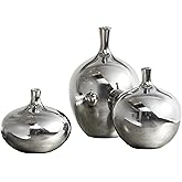 Madison Park Signature Ansen Ceramic Handmade Vase Set Home Décor - Metallic Accent Living Room Decoration Ideal for Shelf, S