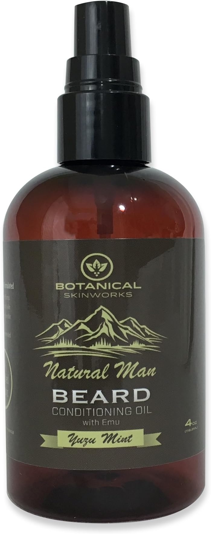 Natural Man Yuzu Mint Beard Oil with Argan, Emu and Jojoba Oils - All Natural Beard Conditioner by Botanical Skinworks, 4 Ounce