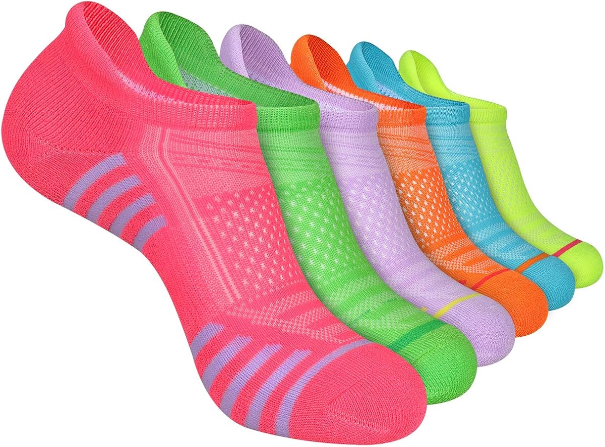 LITERRA Womens Ankle Socks 6-Pairs Athletic Running Low Cut Socks Cushioned : Clothing