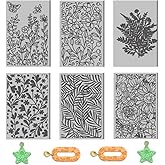 ACRNIGHEET 6 PCS Polymer Clay Texture Sheets Plants Clay Texture Mat for Using with Clay Cutters Pottery Earrings Jewelry DIY Making