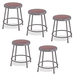 (5 Pack) National Public Seating 18" Heavy Duty Steel Stool, Grey