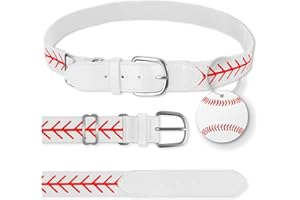 AKAIXI Baseball Softball Belts and Luggage Tags Combo Set Youth Boys Girls Adjustable Elastic Waist Belt