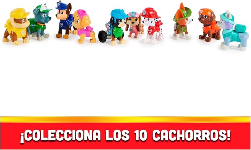 Paw patrol - paw patrol figures - pacote de presente com 10 figuras de brinquedo colecionáveis ​​​​paw patrol - 10º aniversário - 6065255 - brinquedos para crianças de 3 anos +