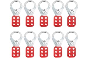 BULANGDI Lock Out Tag Out Hasp,Red 1.5 inch Jaw Diameter Stainless Steel Lockout Hasp Tamper-Proof Padlock Hasp with Extended Jaw,Nylon Handle,Impact-Resistant(10 Pack)
