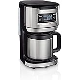 Hamilton Beach Programmable Front-Fill Coffee Maker with Thermal Carafe (46391), 12 Cup Capacity, Black and Stainless