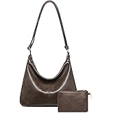2PCS Purses for Women, Soft Vegan Leather Hobo Bag Slouchy Crossbody Shoulder Handbag Fall Brown Tote 2025