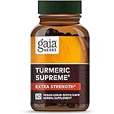 Gaia Herbs Turmeric Supreme Extra Strength - Supports Occasional Discomfort from Normal Wear & Tear* - with Turmeric Curcumin & Black Pepper - 60 Vegan Liquid Phyto-Caps (Up to 60 Servings)