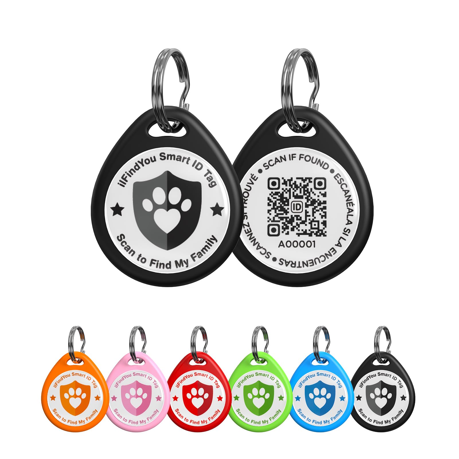 Photo 1 of 1pc.   ilFindYou Cat Tags Personalized Small, QR Code Cat Name Tags for Kitten Collar, Scan Location Alerts, Black S