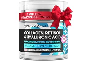 SimplyVital Collagen, Retinol & Hyaluronic Acid Cream - Anti-Aging Face Moisturizer for Face, Firming Skin Care Neck & Décolleté - Made in USA, Daily Moisturizer Face Cream Day & Night - 1.7 fl.oz.
