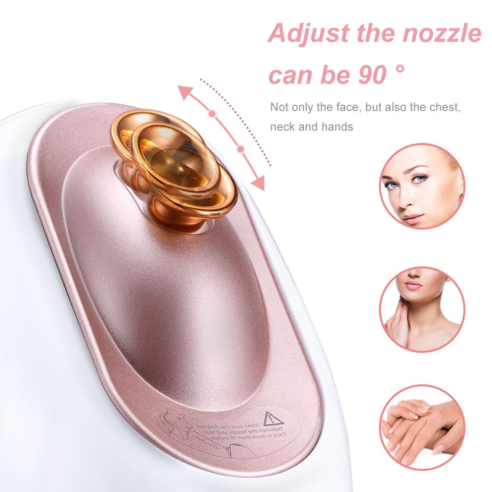 Openuye Facial Steamer, Nano Ionic Hot Mist Moisturizing Face Humidifier Pores Cleanse Beauty Skin Care SPA Constant Temperature Ozone-free Nano Sprayer with Aromatherapy Basket