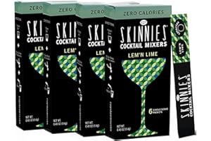 R.S.V.P. SKINNIES RSVP Skinnies Lemon Lime Sour Mix - Zero Sugar Cocktail Mixers - Gluten Free and All Natural Lemon Lime Drink Mix for Cocktails or Mocktails (4 boxes/24 packets)