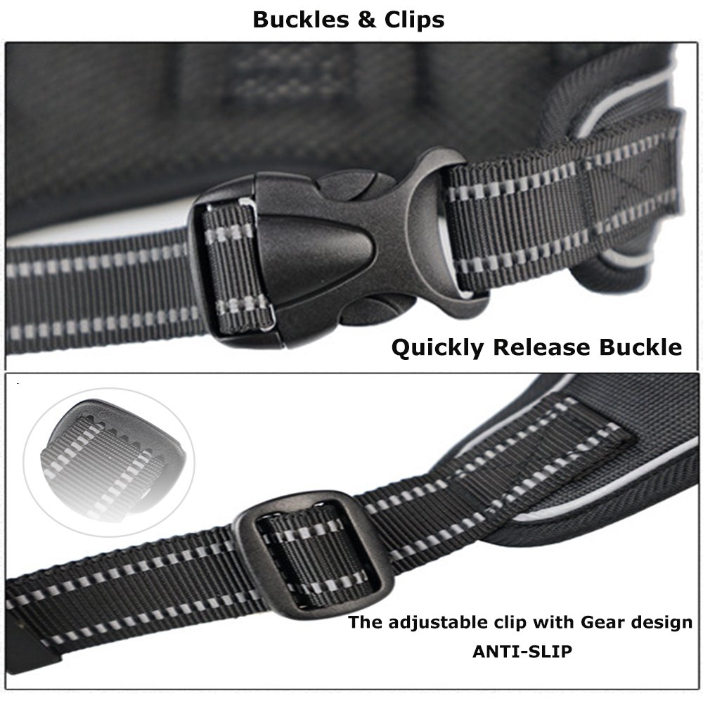 Santune Dog Harness Vest No Pull Adjustable Heavy Duty Oxford 3M Reflective Safety Pet Harnesses with Handle for Small Medium Large Dogs Walking Traveling Training (Orange, L)