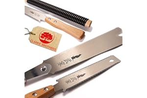 CLARKE BROTHERS Set of 2 - Ryoba Japanese Pull Saw 9.5 Inch and Flush Cut 6 Inch – Woodworking Tools Ryoba Table – Steel Blades and Wood Handles, Handsaw 2 Cutting Edges– Japanese Hand Saw for Carpentry, DIY