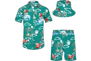 EISHOPEER Men's Flower Hawaiian Sets Casual Short Sleeve Shirt and Shorts Suits Outfits with Bucket Hats