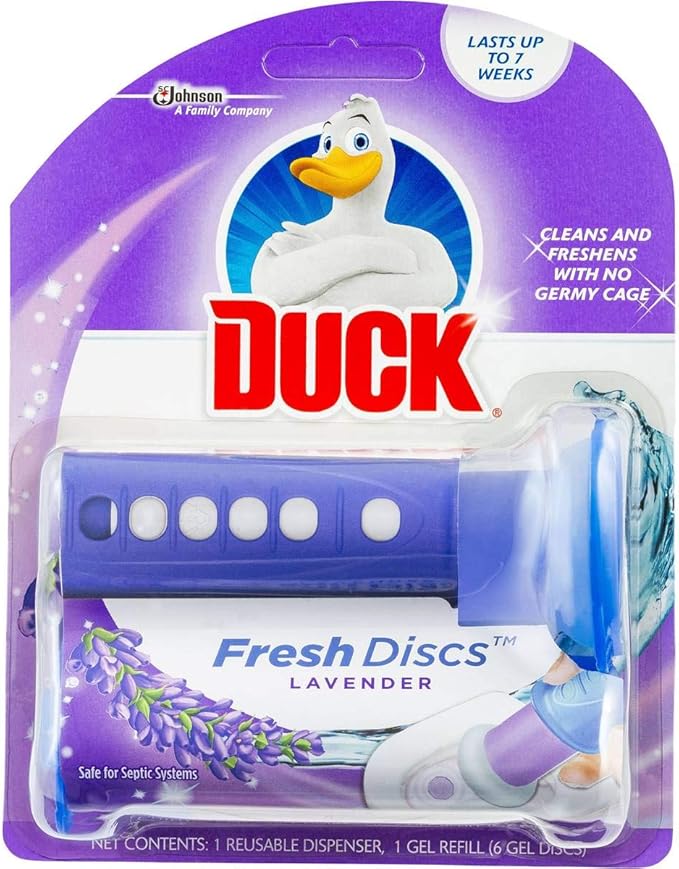 4 x Pack Of 6 Duck Toilet Fresh Gel Discs Lavender Scent 5 In 1