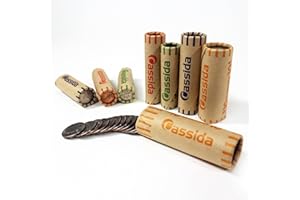 Cassida Preformed Coin Roll Wrappers. 100 Assorted Pack (Penny, Nickel, Dime, Quarter) Durable Preformed Paper Tubes Crimped on One End - Federal Reserve and ABA Standards (A-CWAP)