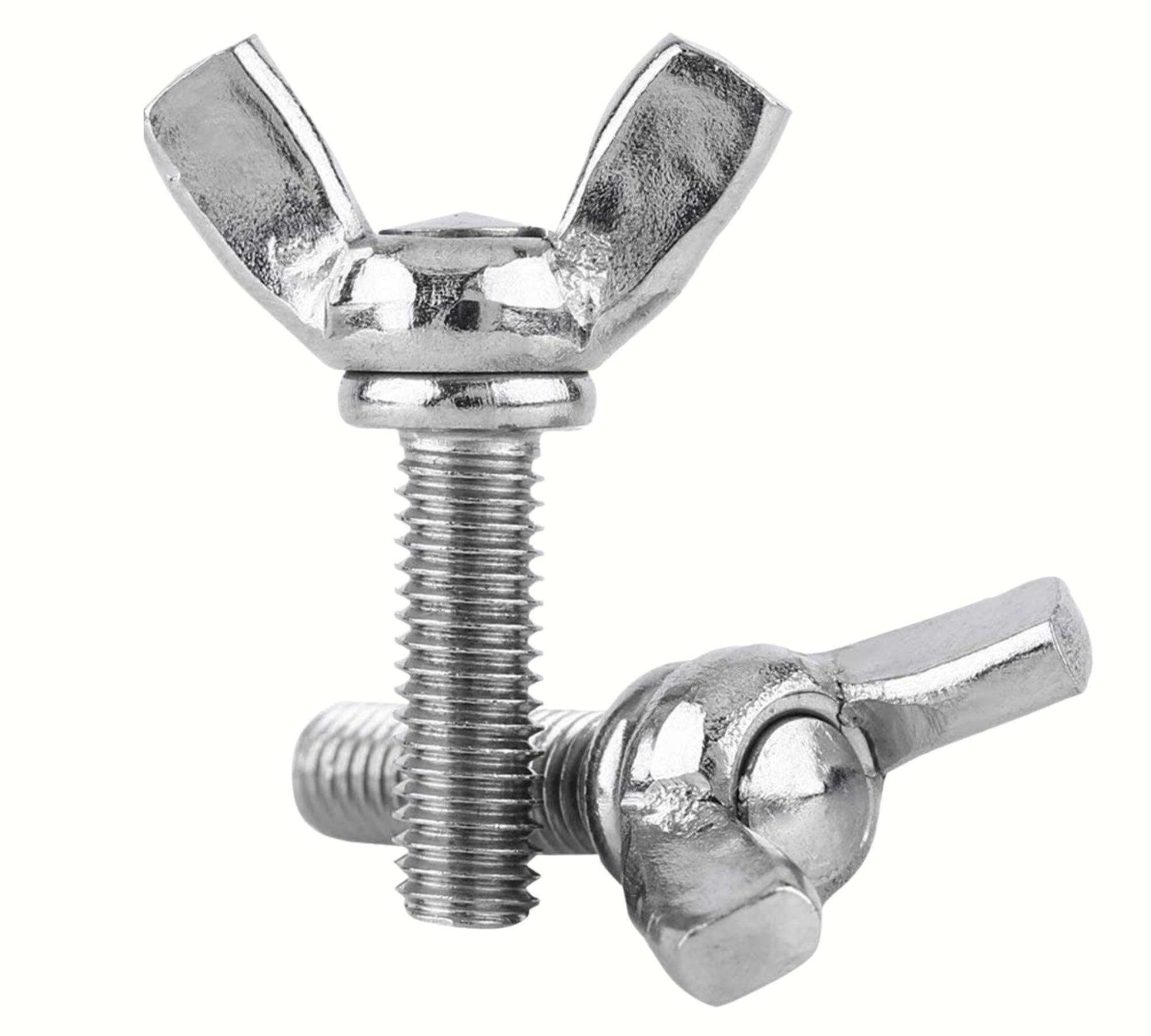 DOJA Industrial | Butterfly Wing Bolt | M8 x 20mm | PACK 25 | Hand Twist Thumb Bolts | Full Thread Wing Screws Set | Wing Bolts and Nuts Fastener | Steel Screw Nuts with Bolt
