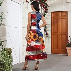 CHRATLHI Patriotic Dresses for Women Long Fourth of