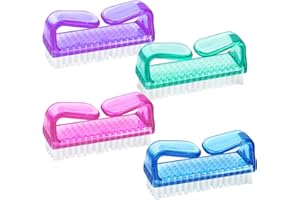 GCQQ Beauty 4 Pack Handle Grip Nail Brushes, Nail Cleaning Brushes, Strong Fingernail Brush, Nail Cleaning Brush for Toes and Fingernail, Fingernail Brushes for Kitchen or Garden(4Colors)