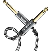 BlueRigger 6.35mm Instrument Cable 6FT (1/4" Mono TS Unbalanced Electric Guitar Cable, Speaker Cables) Bass Amp Cord for Electric Mandolin/Guitar, Keyboard, Amplifier with Alloy Shell, Braided Jacket