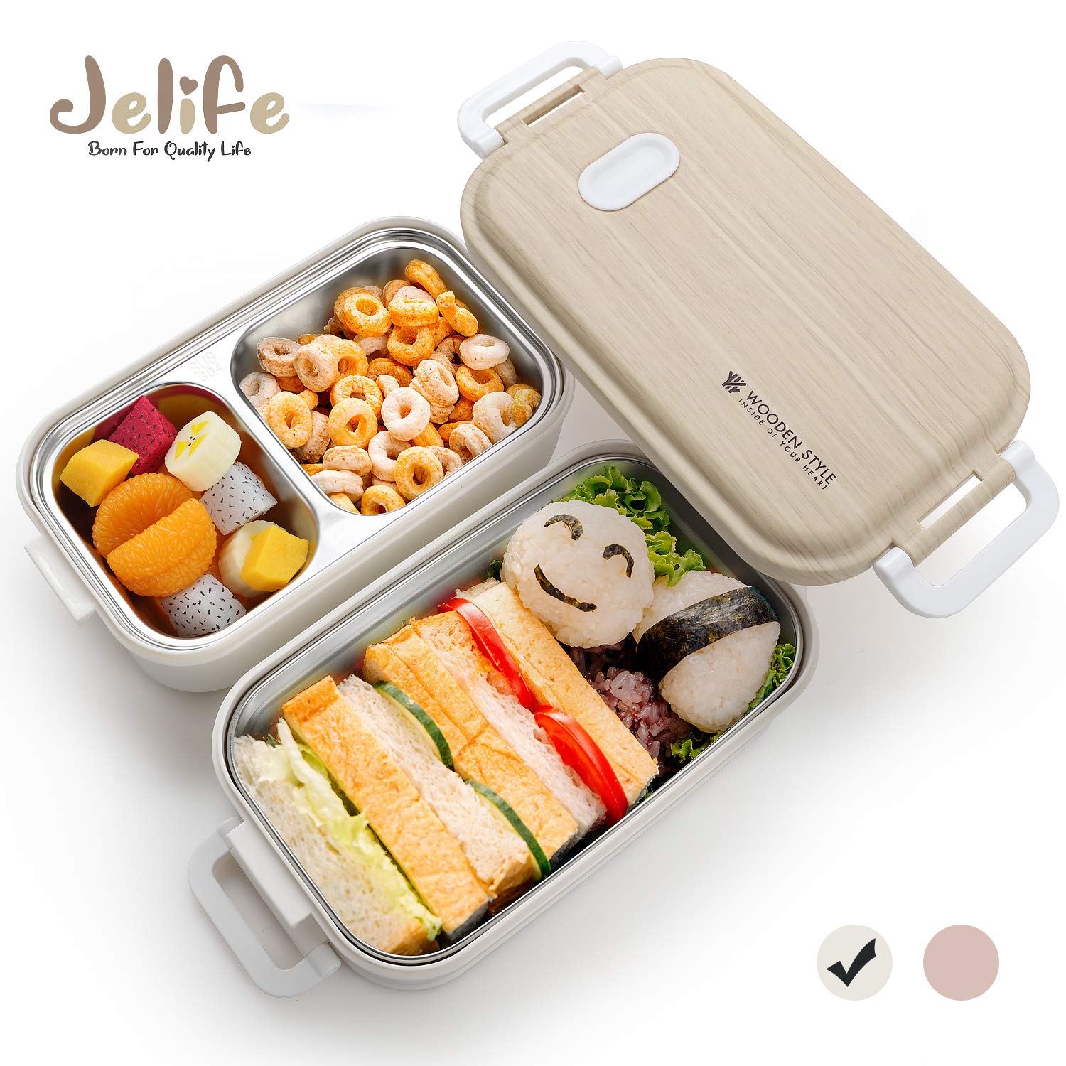 Jelife Bento Box 2 Tiers Bento Lunch Box Japanese Style Lunch Box with
