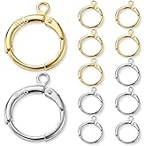 JUNCHONG 12Pcs Earring Hooks, Round Small Huggie Hoop with Loop Ear Leverback Hooks, Hypoallergenic 14mmx2mm Earring Findings for Jewelry Making, Gold+Silver