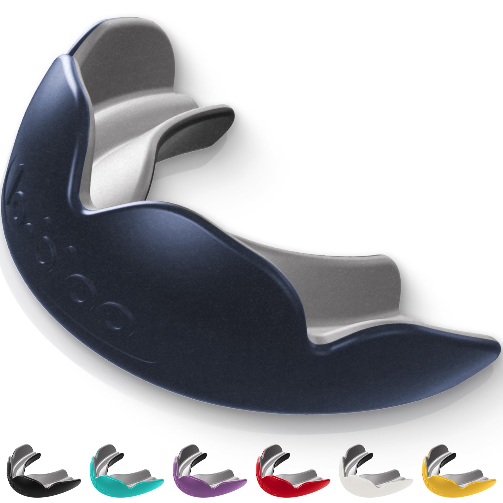 lobloo® PRO-FIT Sports Mouthguard – Ultra Slim 1mm | Dentist-Level Protection | Precision Vacuum-Fit | Oxygen Performance | MMA, Boxing, Football, Basketball. (Large +14yrs, Navy)