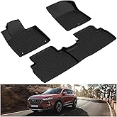 KIWI MASTER Floor Mats for 2019 2020 Hyundai Santa Fe, Custom Fit All Weather Car Mats, Heavy Duty TPE Floor Liners, Front & Rear 2 Row, Black