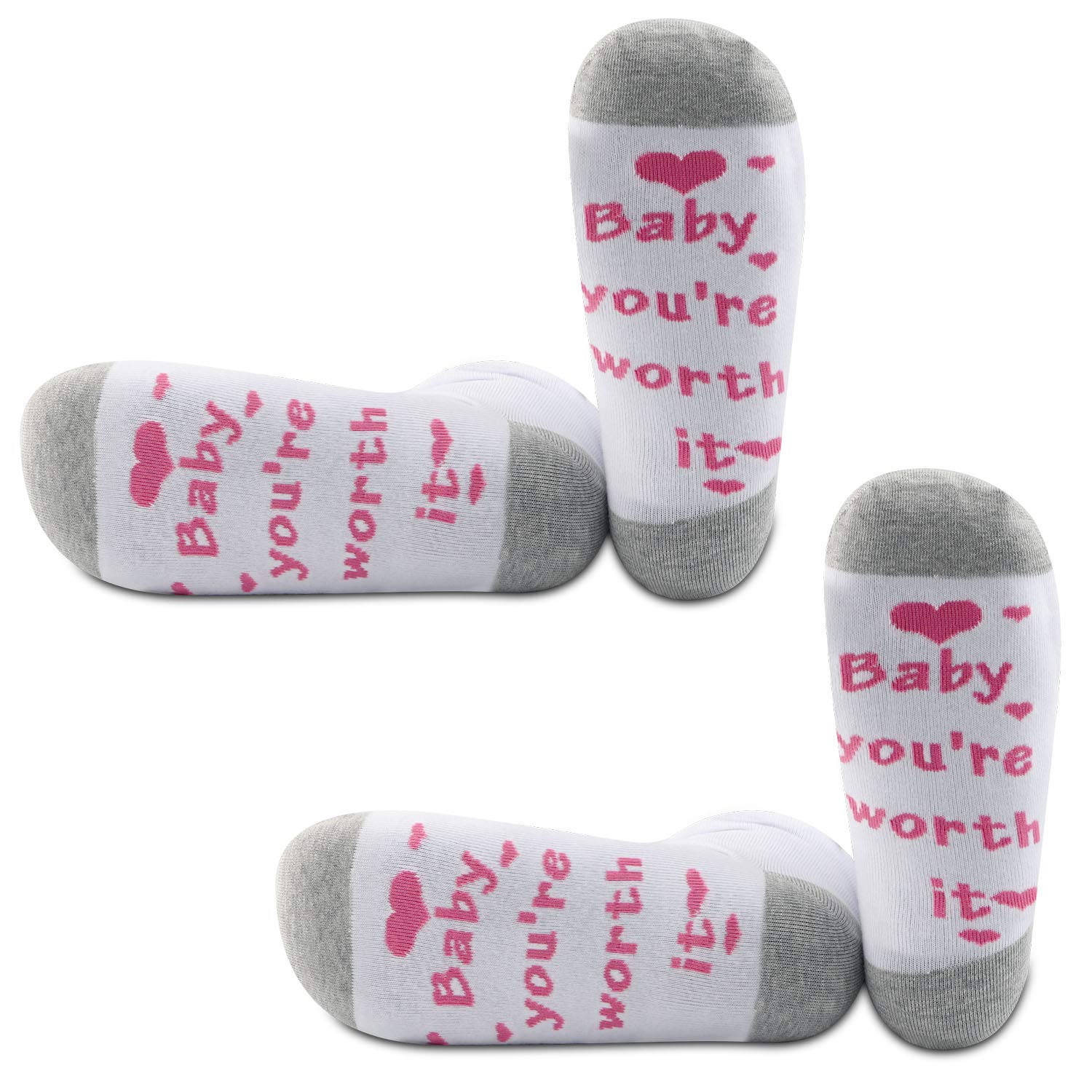 Generic Brands PYOUL 1 Pair IVF Socks Infertility Socks Baby You’re Worth It Merch IVF Strong F Embryo Transfer Gift (Baby Worth It Pink)