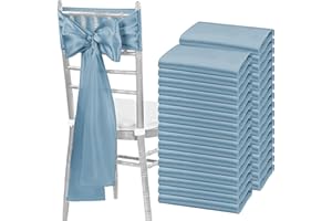 fani 120 PCS Dusty Blue Satin Chair Sashes Bows Universal Chair Cover for Wedding Reception Restaurant Event Decoration Banquet,Party,Hotel Event Decorations (7 x 108 inch)