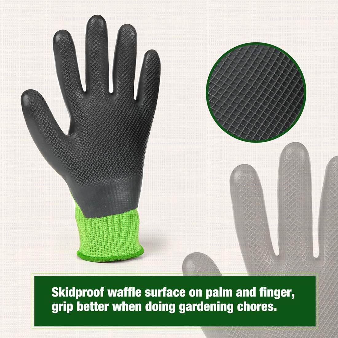 WORKPRO 2 Pairs Garden Gloves, Working Gloves with Eco Latex Palm Coated, Works Gloves with Touchscreen for Weeding, Digging, Raking and Pruning(M): Garden & Outdoor